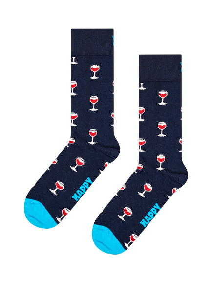 Happy Socks Glass of Wine Socks, One Size, Navy/Multi, Navy/Multi