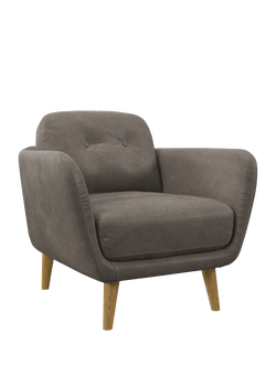 John Lewis Arlo Leather Armchair, Light Leg, Demetra Grey