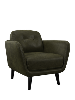 John Lewis Arlo Leather Armchair, Dark Leg, Demetra Green