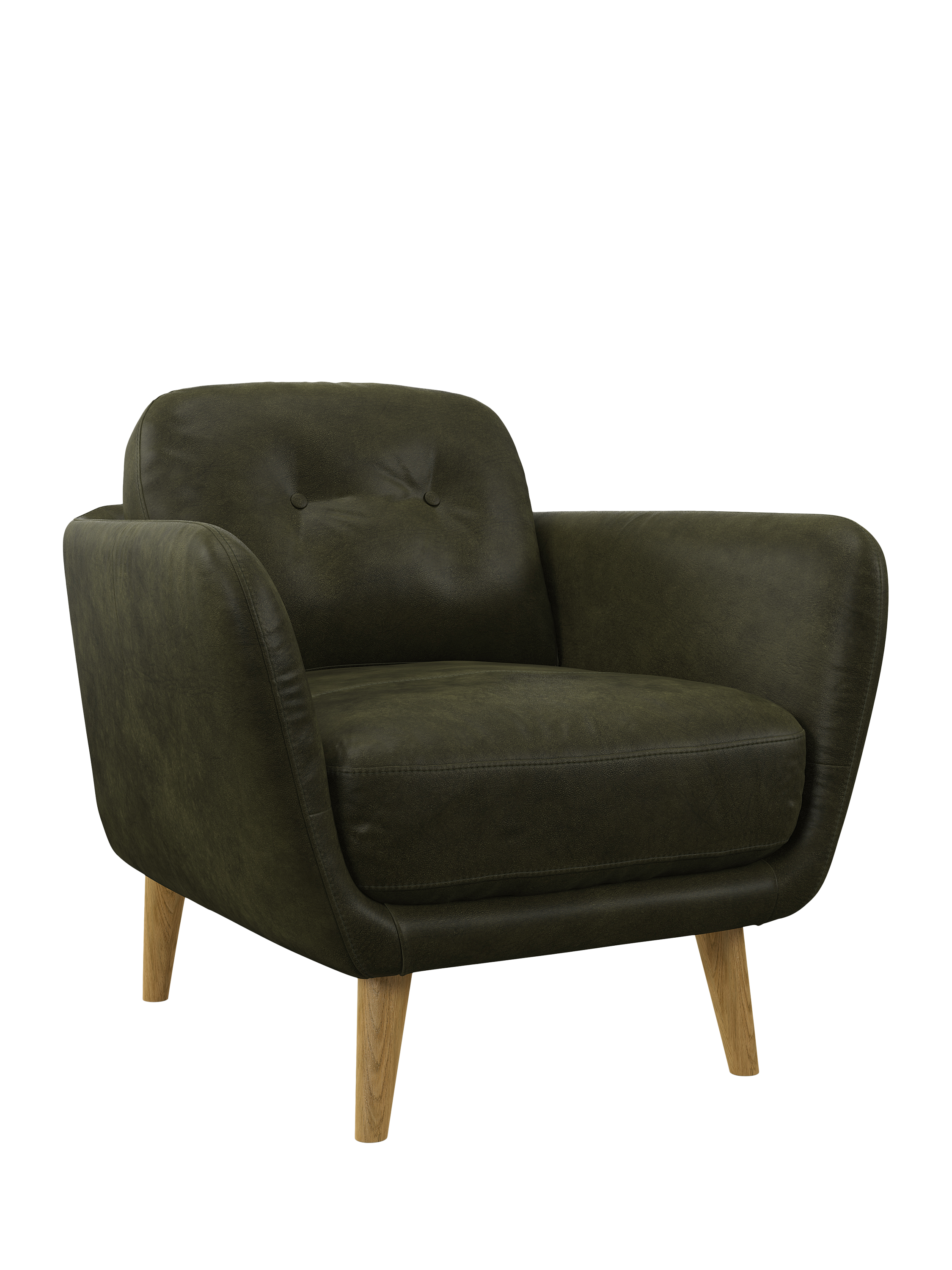 Arlo Range, John Lewis Arlo Leather Armchair, Light Leg, Demetra Green