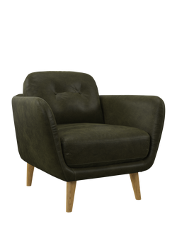 John Lewis Arlo Leather Armchair, Light Leg, Demetra Green