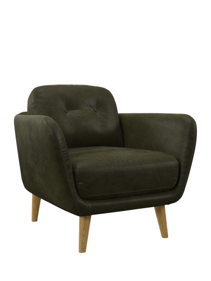 John Lewis Arlo Leather Armchair, Light Leg, Demetra Green