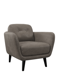 John Lewis Arlo Leather Armchair, Dark Leg, Demetra Grey