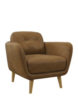 John Lewis Arlo Leather Armchair, Light Leg, Demetra Light Tan