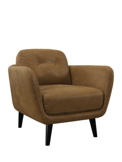 John Lewis Arlo Leather Armchair, Dark Leg, Demetra Light Tan