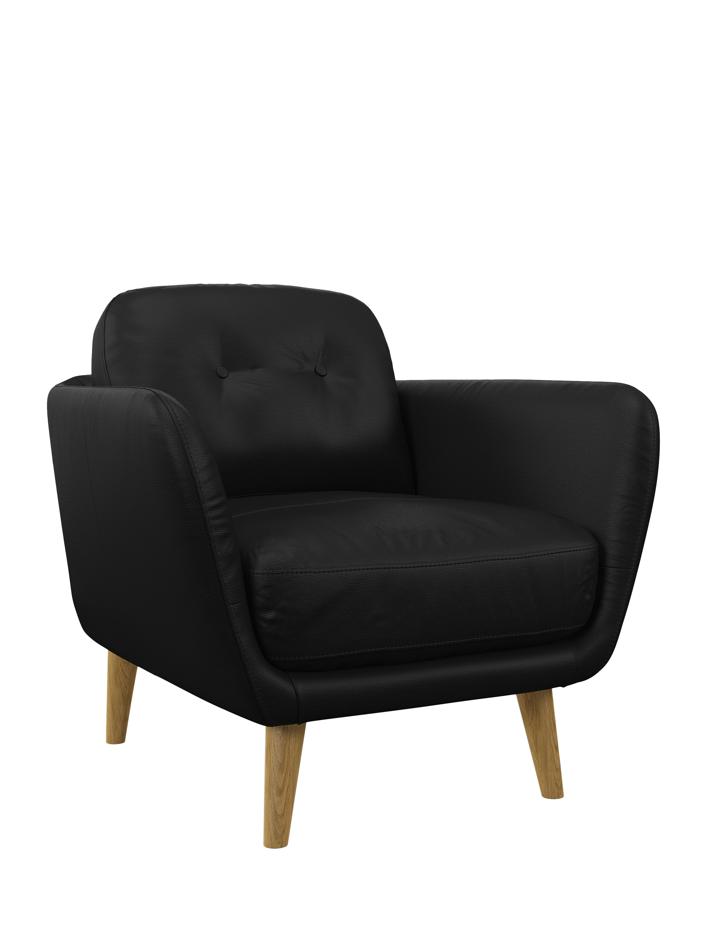Arlo Range, John Lewis Arlo Leather Armchair, Light Leg, Matt Black