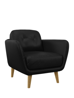 John Lewis Arlo Leather Armchair, Light Leg, Matt Black