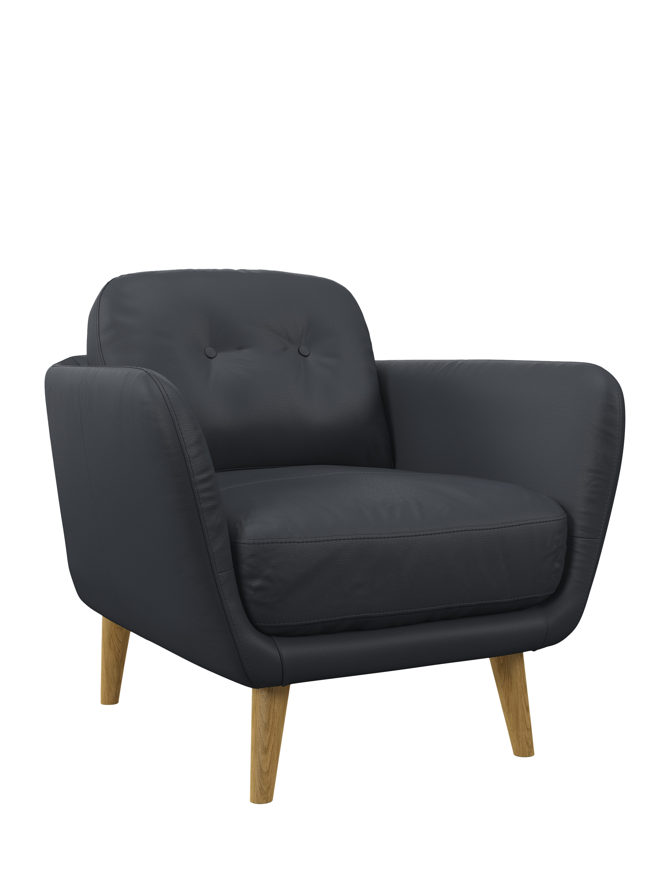 Arlo Range, John Lewis Arlo Leather Armchair, Light Leg, Matt Navy