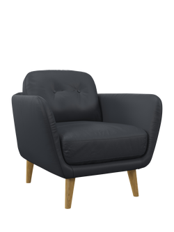 John Lewis Arlo Leather Armchair, Light Leg, Matt Navy