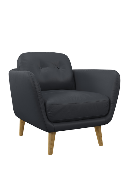 John Lewis Arlo Leather Armchair, Light Leg, Matt Navy