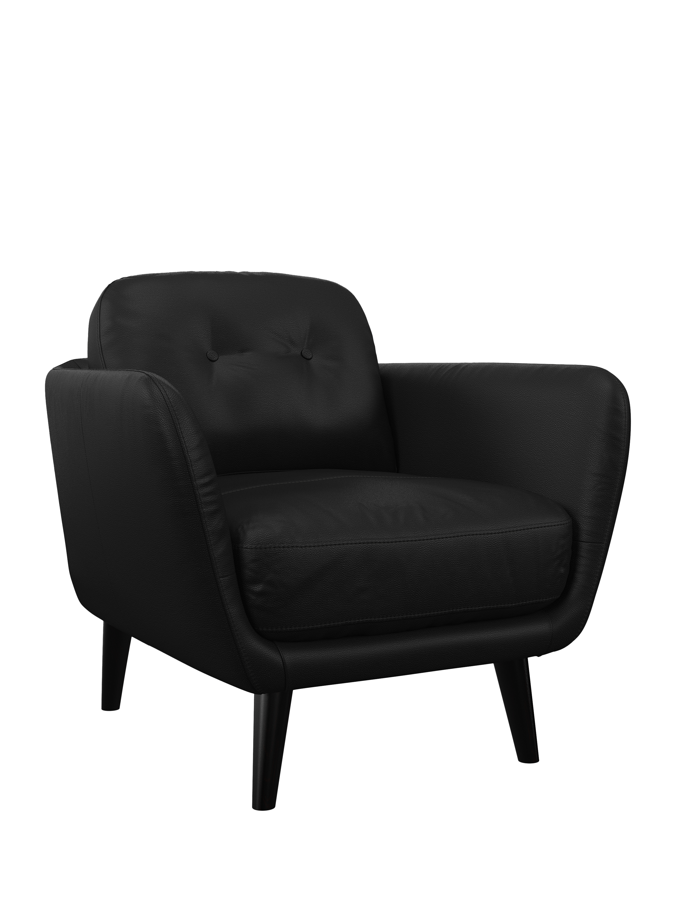 Arlo Range, John Lewis Arlo Leather Armchair, Dark Leg, Matt Black