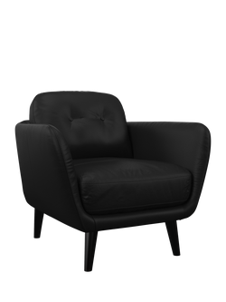 John Lewis Arlo Leather Armchair, Dark Leg, Matt Black