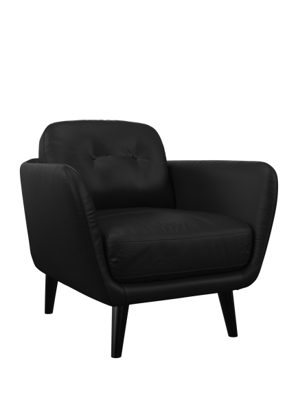 John Lewis Arlo Leather Armchair, Dark Leg, Matt Black