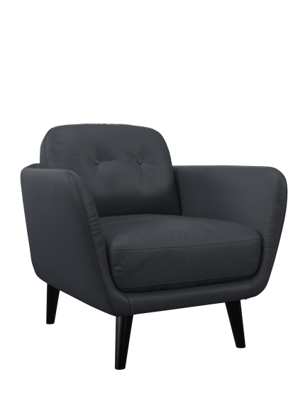 John Lewis Arlo Leather Armchair, Dark Leg, Matt Navy