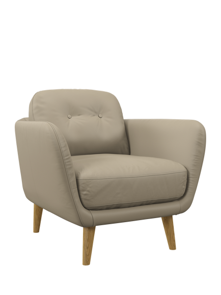 John Lewis Arlo Leather Armchair, Light Leg, Matt Pearl