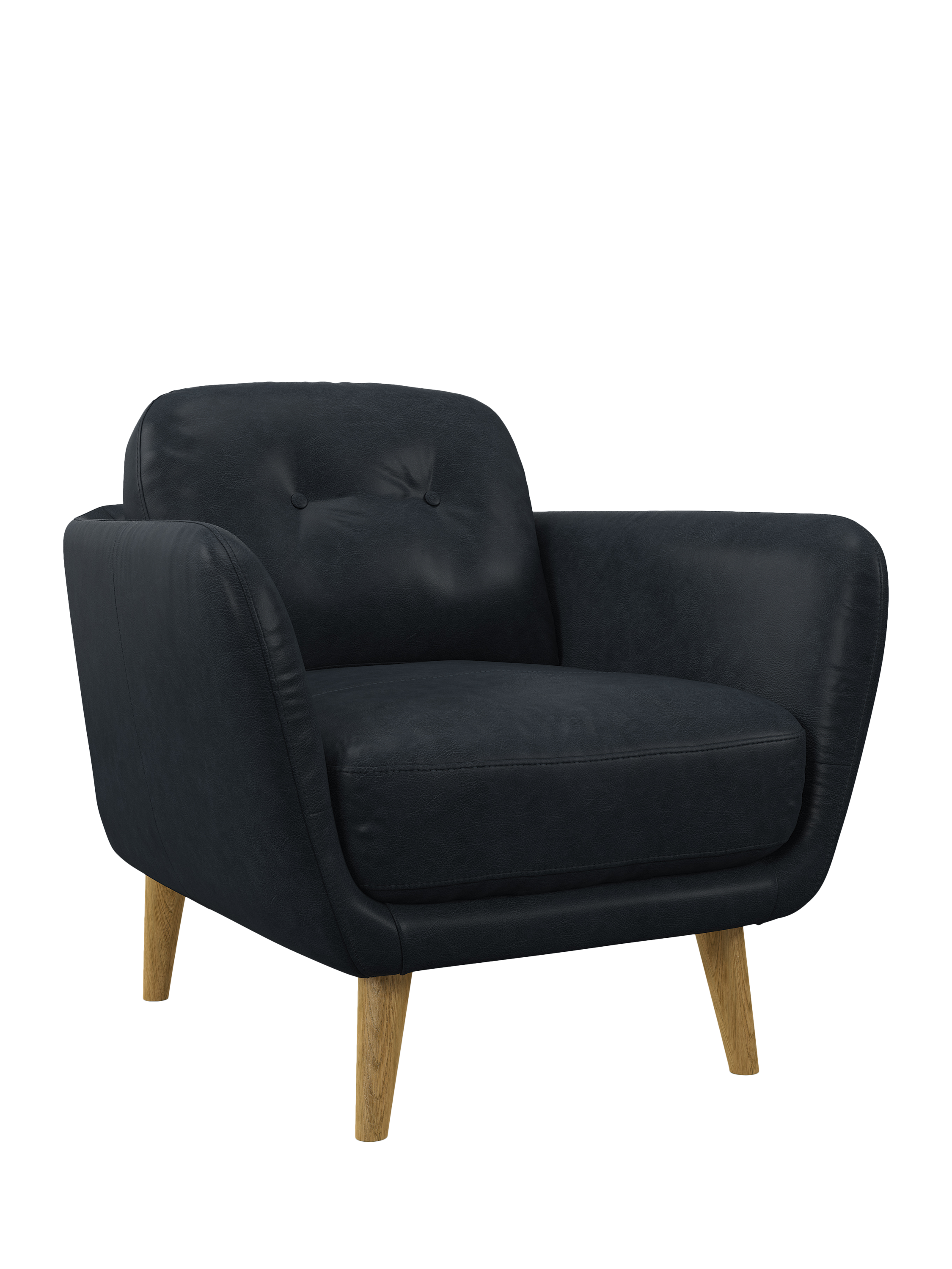 Arlo Range, John Lewis Arlo Leather Armchair, Light Leg, Vintage Jeans