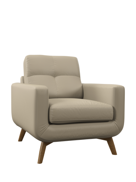 John Lewis Barbican Leather Armchair, Light Leg, Matt Pearl