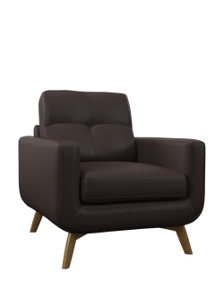 John Lewis Barbican Leather Armchair, Light Leg, Matt Chocolate