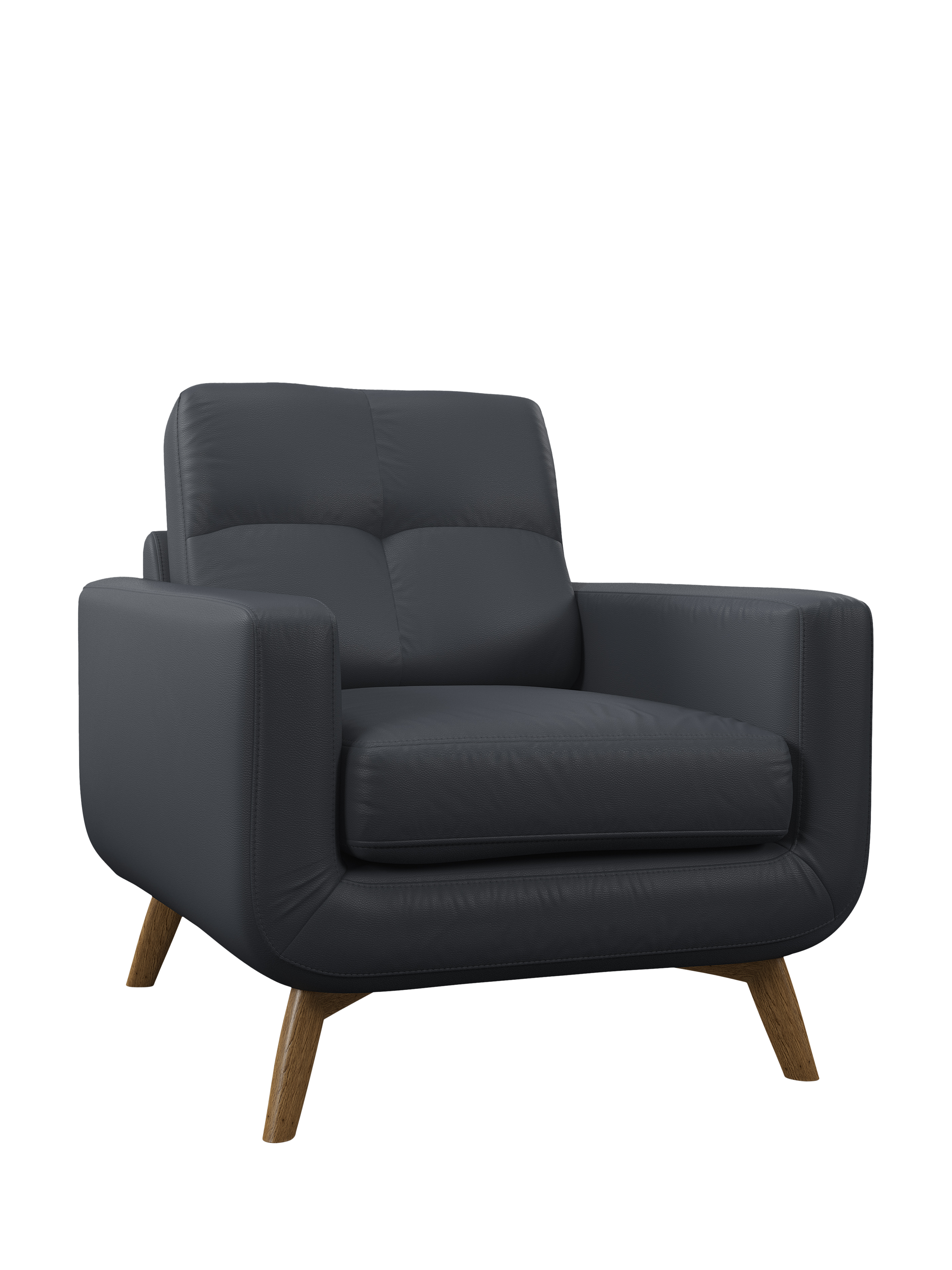 Barbican Range, John Lewis Barbican Leather Armchair, Light Leg, Matt Navy