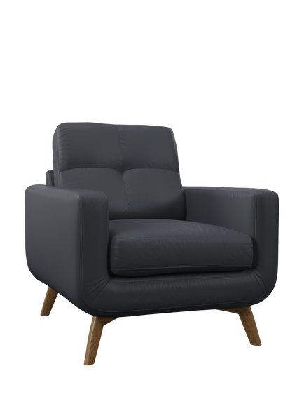 John Lewis Barbican Leather Armchair, Light Leg, Matt Navy