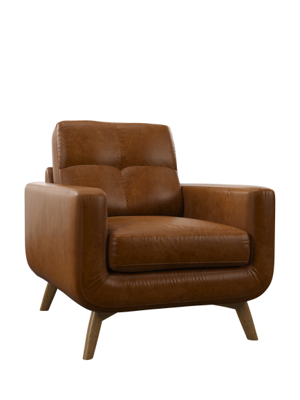 John Lewis Barbican Leather Armchair, Light Leg, Premium Caramel
