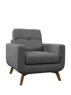 John Lewis Barbican Leather Armchair, Light Leg, Vintage Shadow