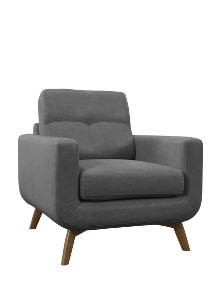 John Lewis Barbican Leather Armchair, Light Leg, Vintage Shadow