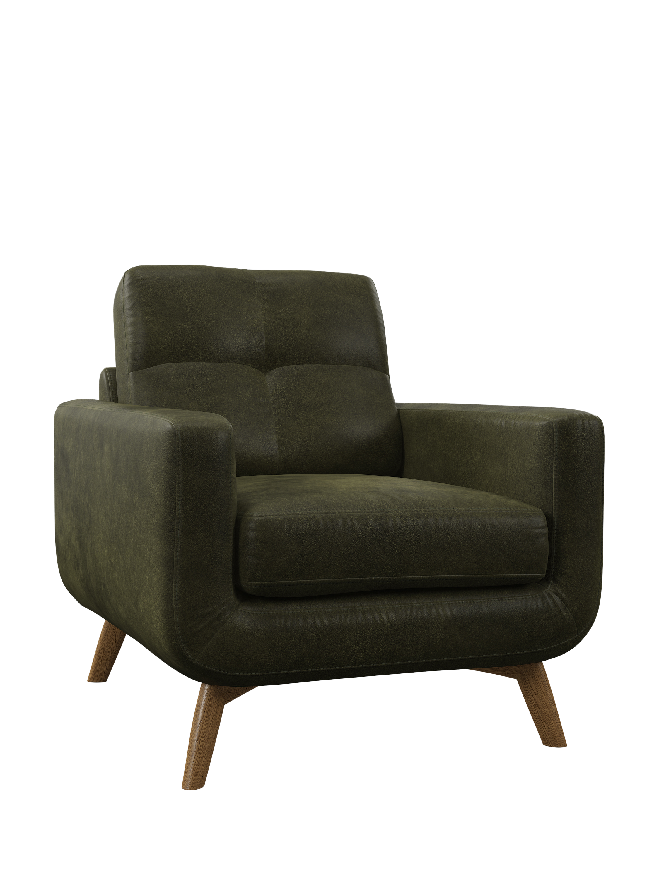 Barbican Range, John Lewis Barbican Leather Armchair, Light Leg, Demetra Green