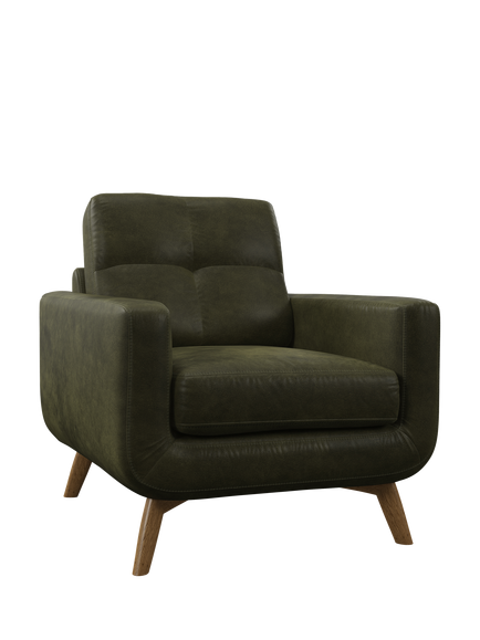 John Lewis Barbican Leather Armchair, Light Leg, Demetra Green