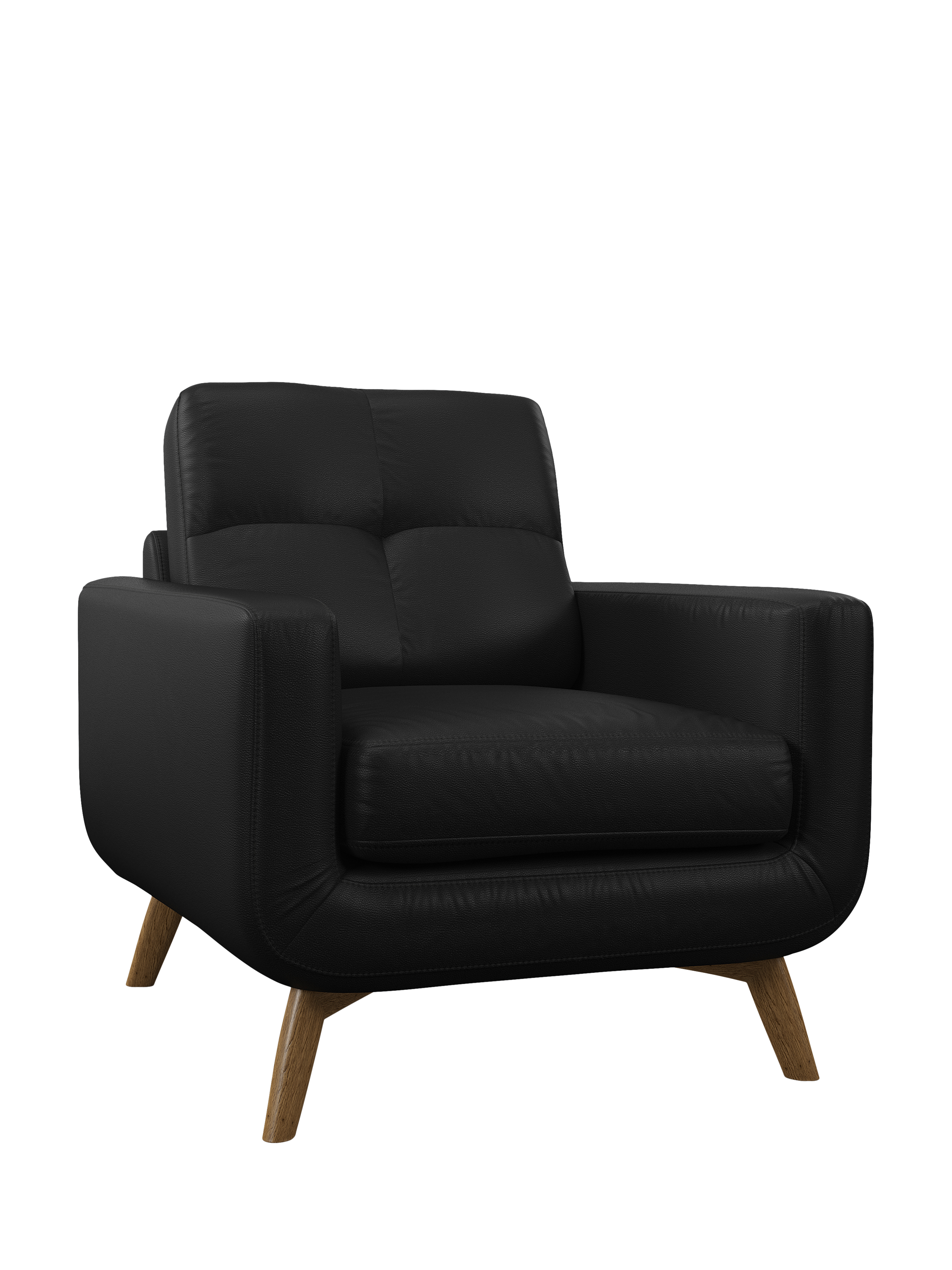 Barbican Range, John Lewis Barbican Leather Armchair, Light Leg, Matt Black