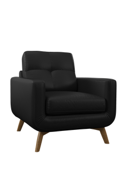 John Lewis Barbican Leather Armchair, Light Leg, Matt Black