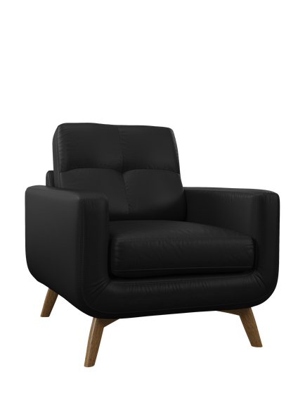 John Lewis Barbican Leather Armchair, Light Leg, Matt Black