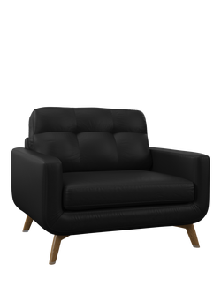 John Lewis Barbican Leather Snuggler, Light Leg, Matt Black