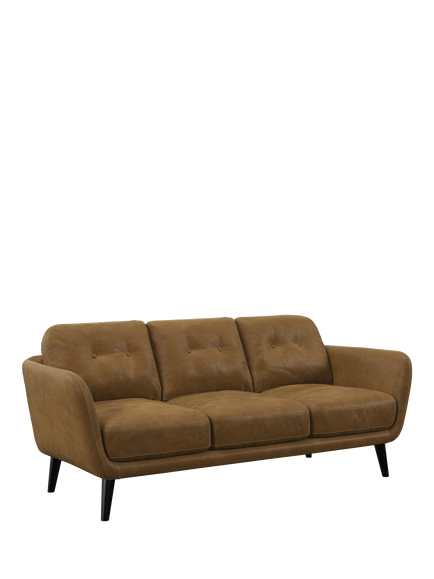 John Lewis Arlo Large 3 Seater Leather Sofa, Dark Leg, Demetra Light Tan