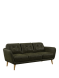John Lewis Arlo Large 3 Seater Leather Sofa, Light Leg, Demetra Green