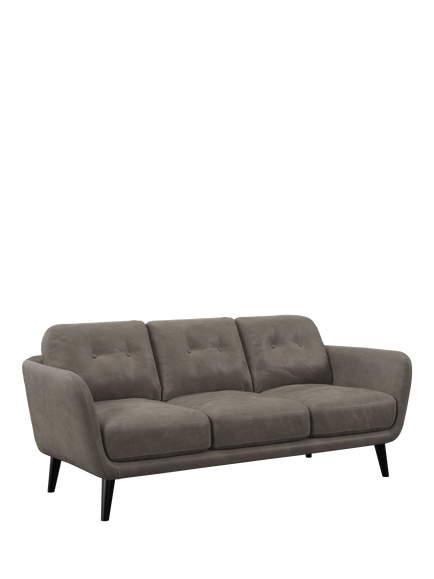 John Lewis Arlo Large 3 Seater Leather Sofa, Dark Leg, Demetra Grey