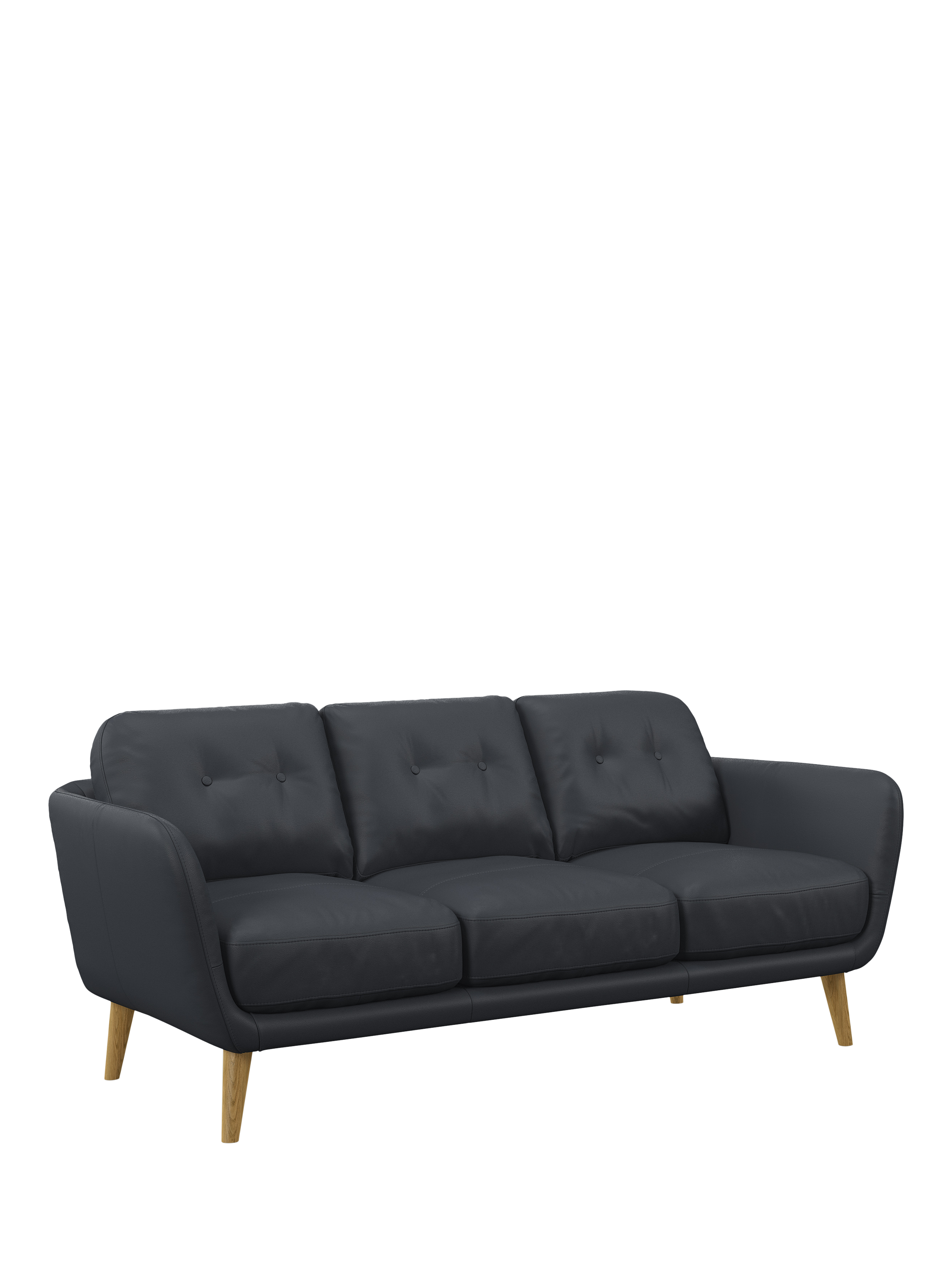 Arlo Range, John Lewis Arlo Large 3 Seater Leather Sofa, Light Leg, Matt Navy