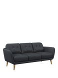John Lewis Arlo Large 3 Seater Leather Sofa, Light Leg, Matt Navy