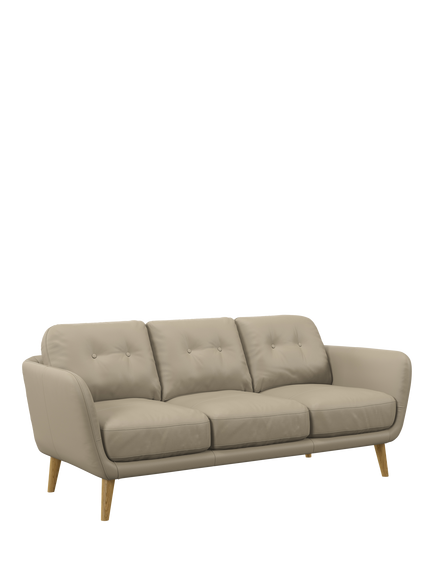 John Lewis Arlo 3 Seater Leather Sofa, Light Leg, Matt Pearl