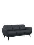 John Lewis Arlo Large 3 Seater Leather Sofa, Dark Leg, Matt Navy