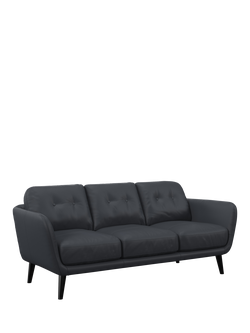 John Lewis Arlo Large 3 Seater Leather Sofa, Dark Leg, Matt Navy