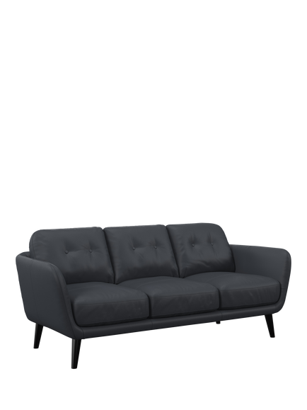 John Lewis Arlo Large 3 Seater Leather Sofa, Dark Leg, Matt Navy