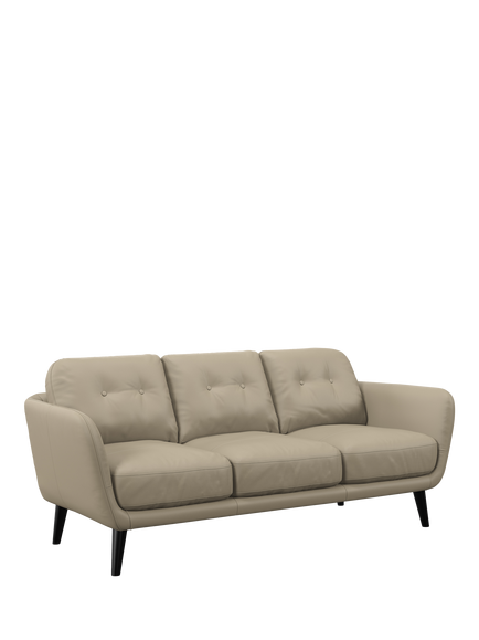 John Lewis Arlo Large 3 Seater Leather Sofa, Dark Leg, Matt Pearl