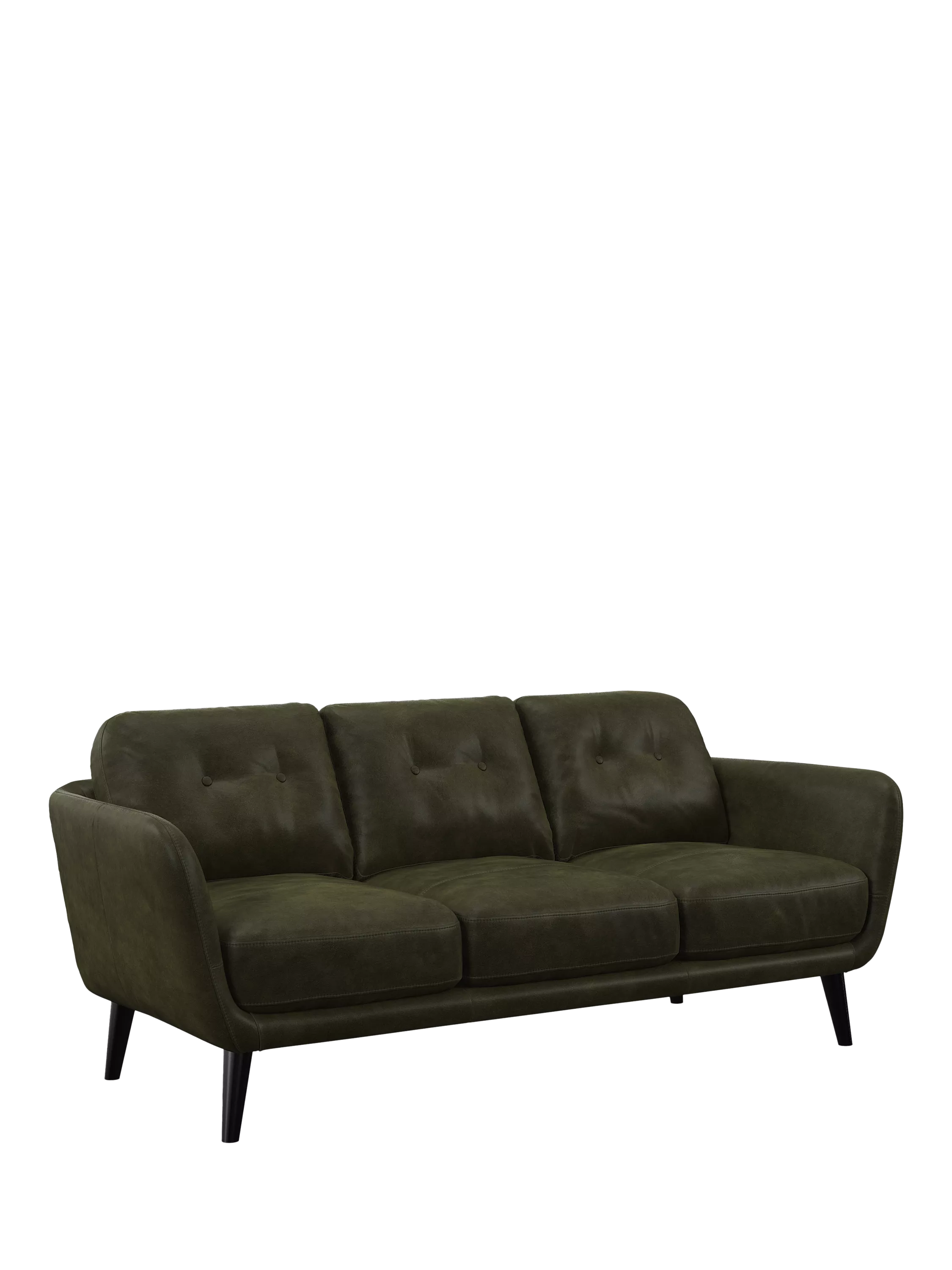 John Lewis Arlo Large 3 Seater Leather Sofa, Dark Leg