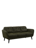 John Lewis Arlo Large 3 Seater Leather Sofa, Dark Leg, Demetra Green
