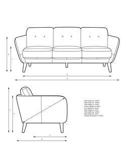 John Lewis Arlo Large 3 Seater Leather Sofa, Dark Leg - view 2, Demetra Green