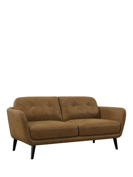 John Lewis Arlo Medium 2 Seater Leather Sofa, Dark Leg, Demetra Light Tan