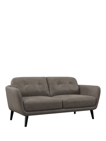 John Lewis Arlo Medium 2 Seater Leather Sofa, Dark Leg, Demetra Grey
