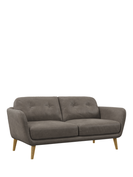 John Lewis Arlo Medium 2 Seater Leather Sofa, Light Leg, Demetra Grey