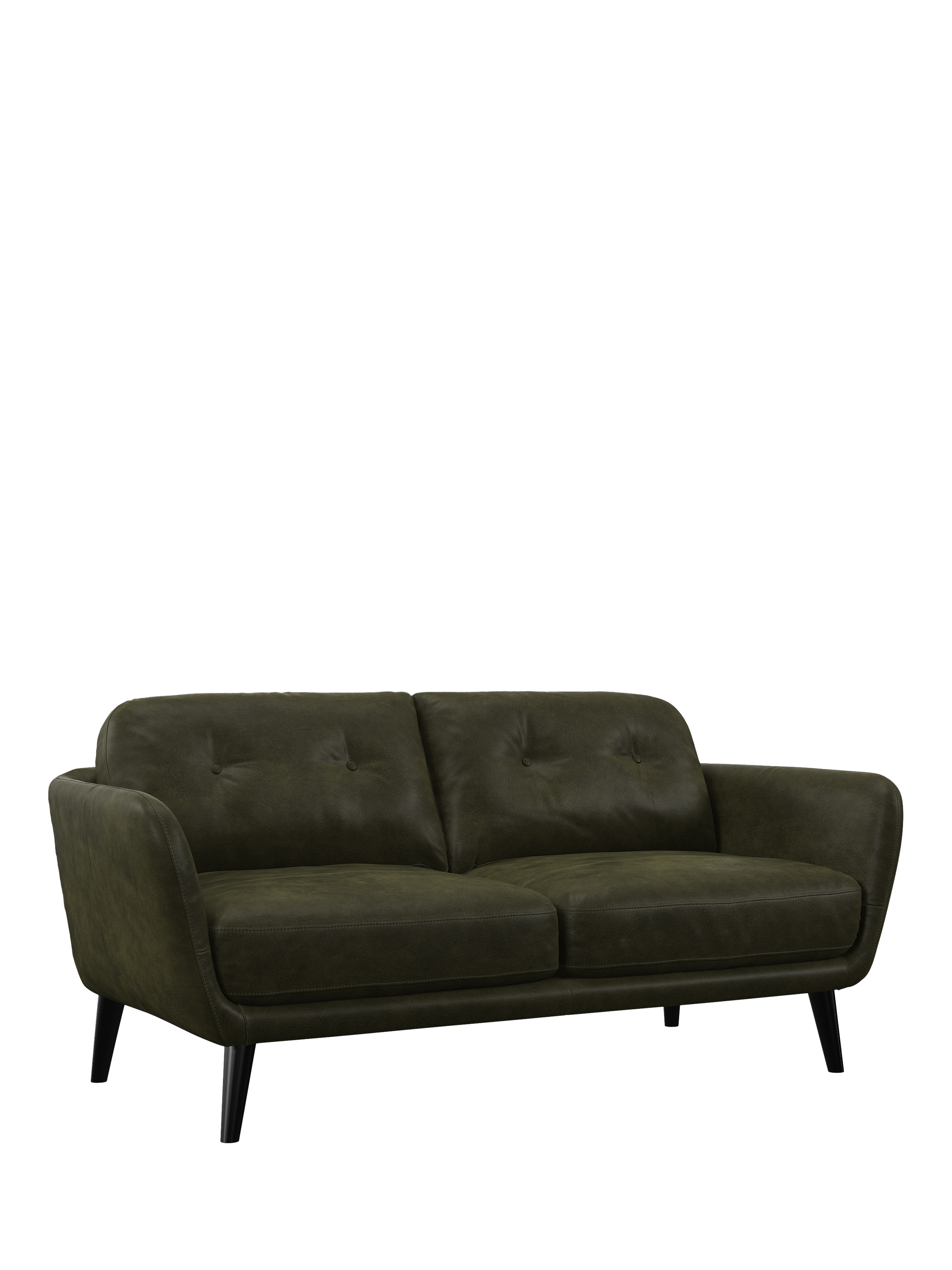 Arlo Range, John Lewis Arlo Medium 2 Seater Leather Sofa, Dark Leg, Demetra Green